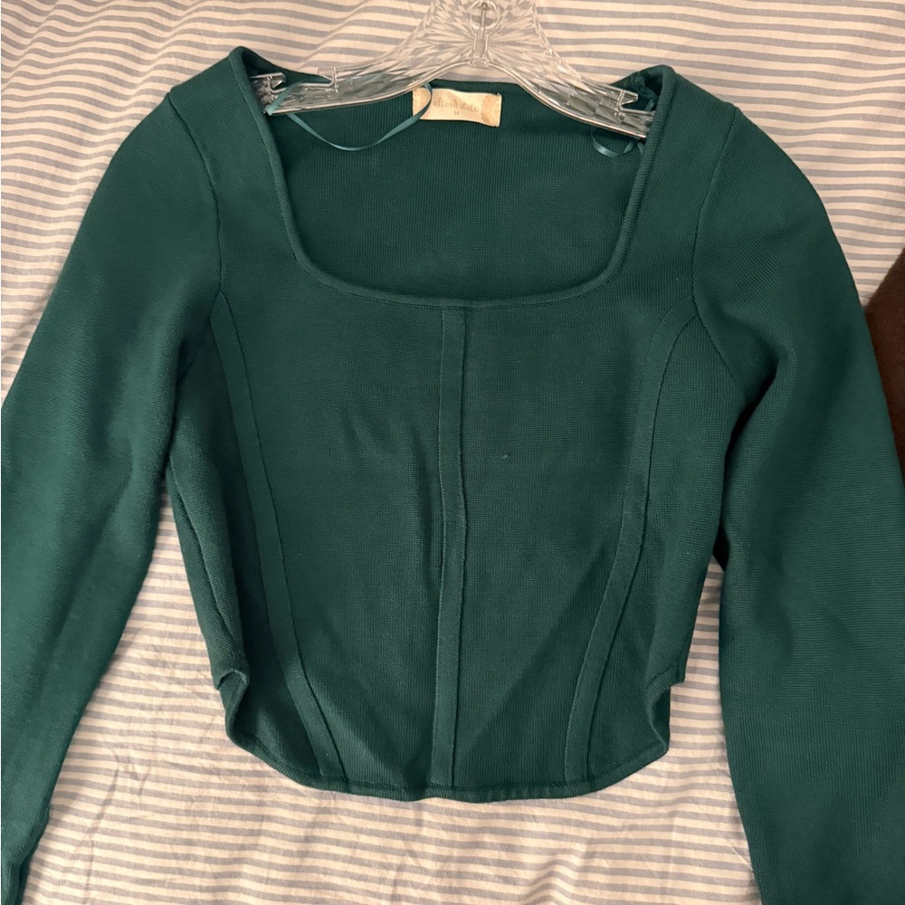Altar'd State Emerald Square Neck Blouse